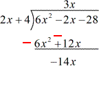 6x^2-2x + (-6x^2-12x) = -14x