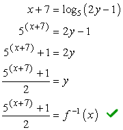 {[5^(x+7)]+1}/2 = (f^-1)(x)