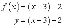 f(x) = (x-3) +2 can be written as y = (x-3) + 2 where we replace f(x) by y