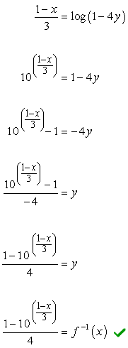 [(1-10)^(1-x/3)]/4 = (f^-1)(x)