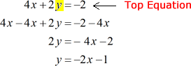 y=-2x-1