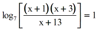 log base 7 of the quantity x plus 1 times x plus 3 over x plus 13 is equal to 1