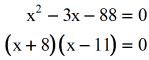 (x+8)(x-11) = 0