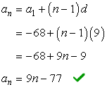 an = 9n-77