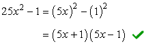 25x^2-1=(5x+1)(5x-1)