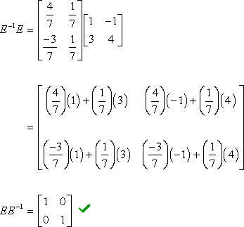 E times E^-1 = [1,0; 0,1]