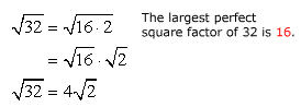 sqrt(32)=(4)[sqrt(2)]
