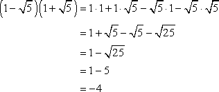 (1-√5)(1+√5)=-4