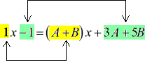 1x-1=(A+B)x+3A+5B