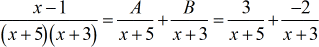 3/(x+5) + (-2)/(x+3)