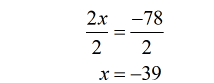 2x/2 = (-78)/2 → x = -39