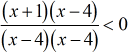 {[(x+1)(x-4)]/[(x-4)(x-4)]} is less than 0