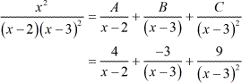 4/(x-2) +(-3)/(x-3)+9/(x-3)^2