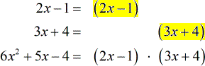 6x^2+5x-4 = (2x-1)(3x+4)