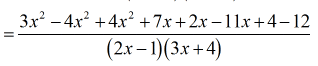 =(3x^2-4x^2+4x^2+7x+2x-11x+4-12)/[(2x-1)(3x+4)]