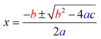 x=[-b± sqrt(b^2-4ac)]/(2a)