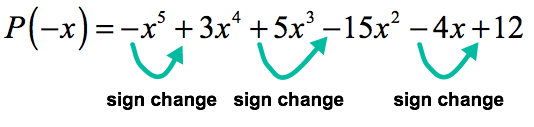 P(-x) has three (3) sign changes.