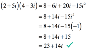 (2+5i)(4-3i)=23+14i