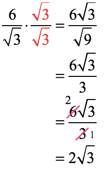 6/sqrt(3) * sqrt(3)/sqrt(3) = 2*sqrt(3)