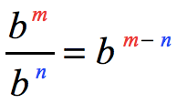 b^m/b^n = b^(m-n)