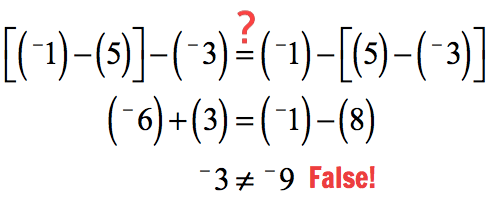  - (-3) ≠ (-1) -  --> (-6)+3 ≠ (-1)-8 --> -3 ≠ -9