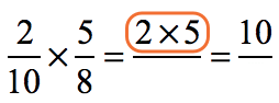 2 × 5 = 10