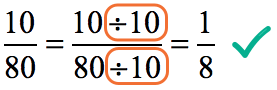 divide the numerator and denominator by 10