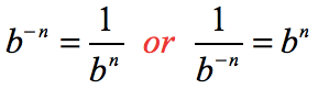 b^(-n) = 1/(b^n) or 1/[b^(-n)] = b^n