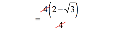 cancel the common factor 4 between the numerator and denominator