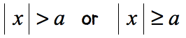 |x| > a or |x| ≥ a