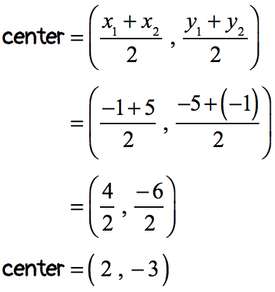 center of diameter = center of circle = (2,-3)