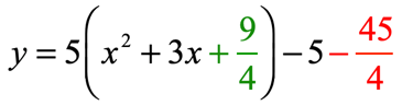 y=5(x^2+3x+9/4)-5-45/4