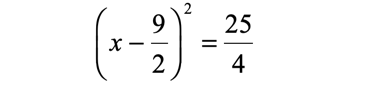 (x-9/2)^2=25/4