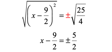 x-9/2=plus or minus 5/2