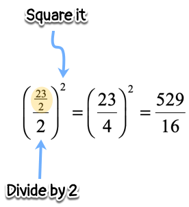 [(23/2)/2]^2 = 529/16