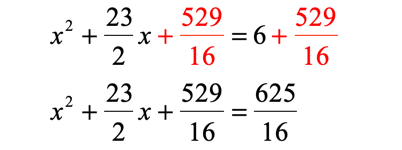 x^2+(23/2)x+529/16=625/16