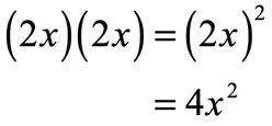 (2x)(2x)=4x^2
