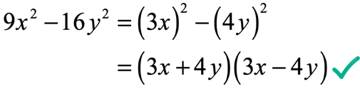 9x^2-16y^2=(3x+4y)(3x-4y)