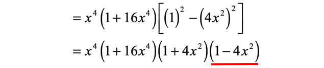 x^4(1+16x^4)(1+4x^2)(1-4x^2)