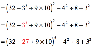 = (32-27/9*10)^5-4^2/8+3^2