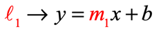 line 1 → y=msub1x+b
