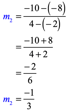 msub2 = [-10-(-8)]/ = (-10+8)/(4+2) = (-1)/3