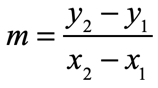 m = (ysub2-ysub1)/(xsub2-xsub1)