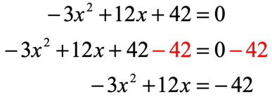 negative 3x squared plus 12x is equal to 42