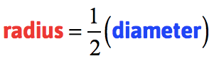  r = (1/2)d where r is the radius while d is the diameter