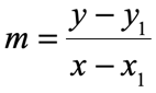 m equals y minus y sub 1 divided by x minus x sub 1