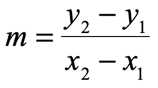 the slope of the line is equal to the quotient of delta y and delta x