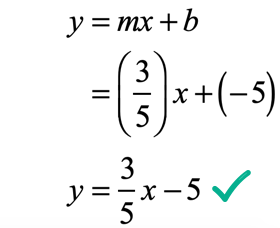 y=(3/5)x-5