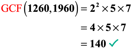 The GCF of 1260 and 1960 is 140.