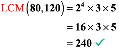 LCM(80,120)=2^4*3*5=16*3*5=240